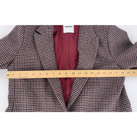 SANDRO Tomy Single-Breasted Houndstooth Wool-Blend Blazer Women's EU 36 / US 4 - Picture 11 of 16